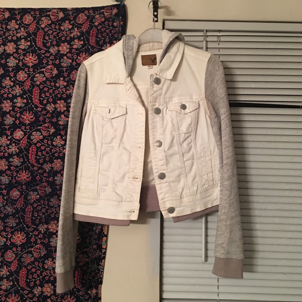 half jean vested jacket with hood